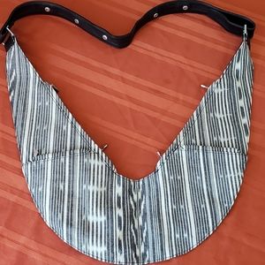 SASH BAG Ikat Leather Classic Style Black & White Purse NEW Crossbody